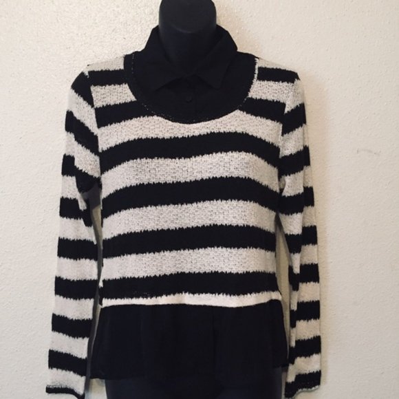 Iris Los Angels Striped Sheer Top Sweater - Picture 2 of 8